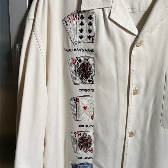 Nat Nast Men's Ivory Card Embroidered Shirt - Picture 3 of 5